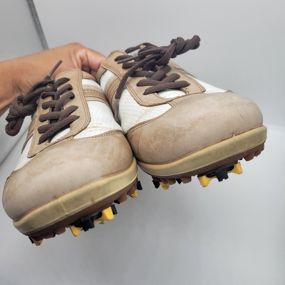 ECCO Women's Hydromax Tan White Golf Shoes Size 41 US 10 Round Toe - Picture 2 of 15